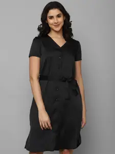 Allen Solly Woman V-Neck Belted A-Line Dress