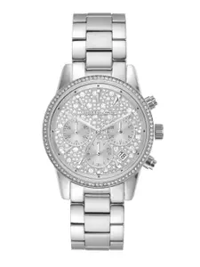 Michael Kors Women Embellished Ritz Bracelet Style Chronograph Watch