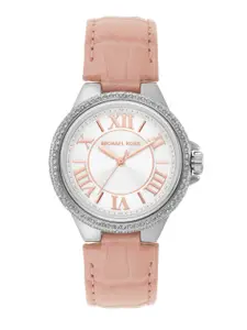 Michael Kors Women Camille Embellished Dial & Leather Straps Analogue Watch MK2963