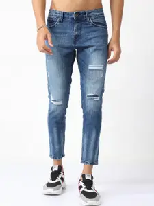 BADMAASH Men Skinny Fit Mildly Distressed Light Fade Cotton Jeans