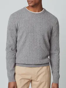HACKETT LONDON Self Design Cable Knit Woollen Pullover Sweaters