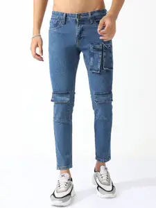 BADMAASH Men Skinny Fit Mid-Rise Clean Look Stretchable Cargo Jeans