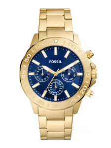 Fossil Men Textured Dial & Stainless Steel Bracelet Style Straps Analogue Watch BQ2706