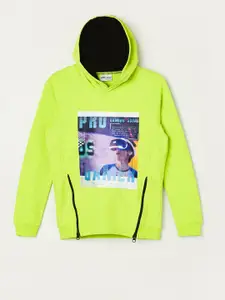 Fame Forever by Lifestyle Boys Graphic Print Hooded Zip Detail Cotton Pullover Sweatshirt