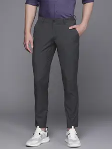Louis Philippe Ath.Work Men Mid-Rise Comfy Tapered Fit Checked Smart Casual Trousers