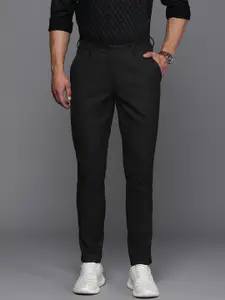 Louis Philippe Ath.Work Men Checked Tapered Fit Smart Casual Chinos Trousers