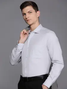 Louis Philippe Pure Cotton Classic Fit Self Design Opaque Formal Shirt