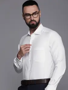 Louis Philippe Permapress Self Design Classic Fit Pure Cotton Wrinkle Free Formal Shirt