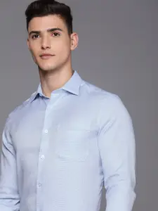 Louis Philippe Pure Cotton Self Design Classic Fit Textured Formal Shirt