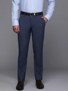 Louis Philippe Men Self Design Textured Slim Fit Formal Trousers