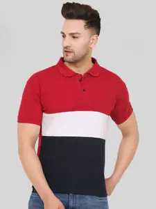 Leotude Colourblocked Polo Collar Casual T-shirt