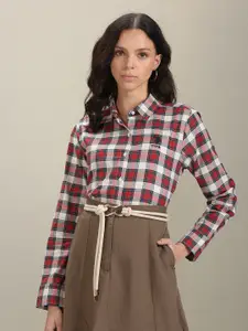 U.S. Polo Assn. Women Comfort Fit Tartan Checked Cotton Casual Shirt