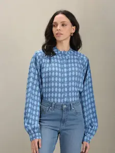 U.S. Polo Assn. Women Comfort Fit Geometric Printed Band Collar Casual Shirt