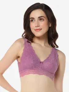 Amante Floral Lace Full Coverage Non Padded Bralette Bra With All Day Comfort