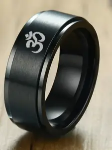 SALTY Men Om Printed Stainless Steel Finger Ring