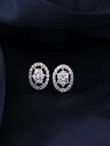 I Jewels Rose Gold-Plated American Diamond Contemporary Stud Earrings