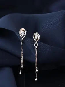 I Jewels Rose Gold American Diamond Contemporary Drop Earrings