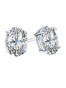 I Jewels Silver-Plated Artificial Stones Studded Contemporary Studs Earrings