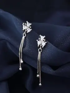 I Jewels Rose Gold American Diamond Contemporary Drop Earrings