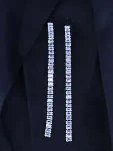I Jewels Silver-Plated AD Studded Contemporary Drop Earrings