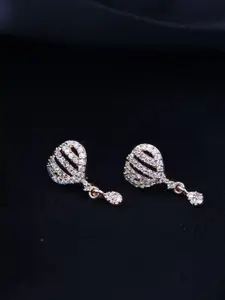 I Jewels Rose Gold American Diamond Contemporary Drop Earrings