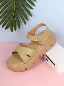 DressBerry Khaki Platform Sandals