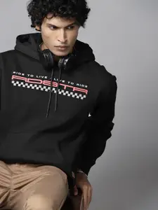 Roadster Men Typography Printed Hooded Sweatshirt