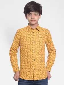 Crimsoune Club Boys Floral Printed Slim Fit Cotton Casual Shirt