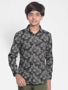 Crimsoune Club Boys Geometric Printed Slim Fit Pure Cotton Casual Shirt
