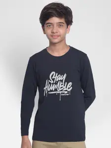 Crimsoune Club Boys Typography Printed Regular Fit Round Neck Cotton T-Shirt