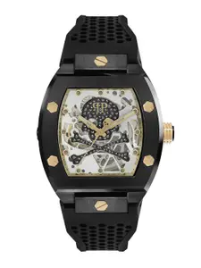 PHILIPP PLEIN Men Printed Dial & Textured Straps Analogue Automatic Watch PWBAA0521