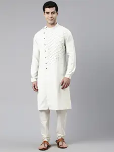 TheEthnic.Co Self Design Band Collar Pure Cotton Kurta with Pyjamas