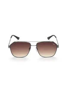 IDEE Men Brown Lens & Gunmetal-Toned Square Sunglasses with UV Protected Lens