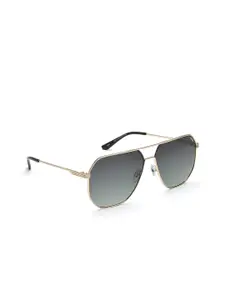 IDEE Men Green Lens & Gold-Toned Square Sunglasses with UV Protected Lens