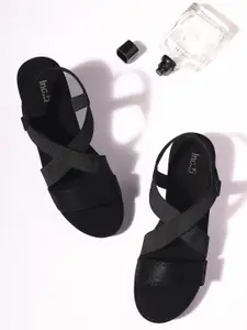 Inc 5 Textured Open Toe Wedge Heels