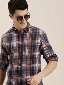 HERE&NOW Pure Cotton Slim Fit Checked Casual Shirt