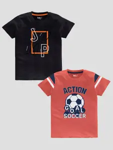 BAESD Boys Pack Of 2 Graphic Printed Slim Fit Cotton T-Shirt