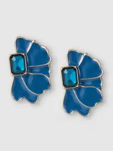 Globus Gold-Plated Stone Studded Floral Stud Earrings