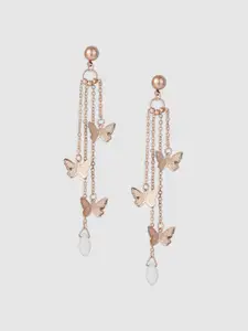 Globus Rose Gold-Plated Contemporary Drop Earrings