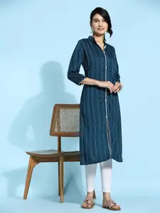 RACHNA Striped Mandarin Collar Kurta