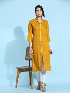 RACHNA Striped Multiple Slits Mandrian Collar Kurta