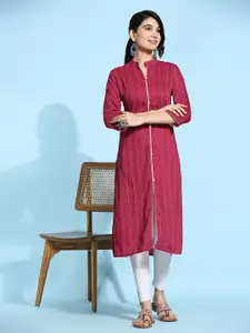RACHNA Striped Mandarin Collar Straight Kurta