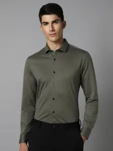 Louis Philippe Permapress Slim Fit Textured Spread Collar Pure Cotton Wrinkle Free Formal Shirt