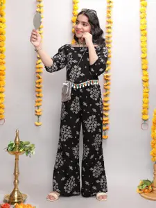 taffykids Girls Floral Printed Top With Trousers