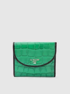Da Milano Women Croc Textured Leather Three Fold Wallet