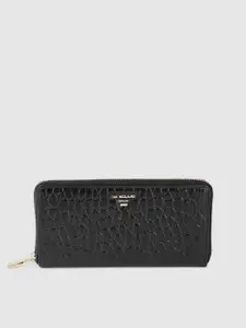Da Milano Croc Textured Leather Zip Around Wallet