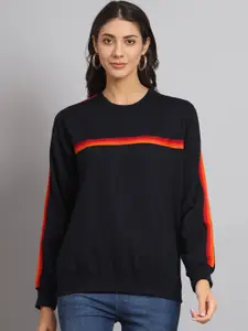 Obaan Striped Ribbed Cotton Sweatshirt