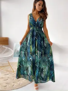 LULU & SKY Tropical Printed Sleeveless Maxi Dress