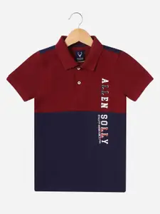 Allen Solly Junior Boys Colourblocked Polo Collar Regular Fit Cotton T-Shirts
