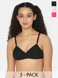 NAIDU HALL Pack of 3 Medium Coverage Super Support All Day Comfort Everyday Bras